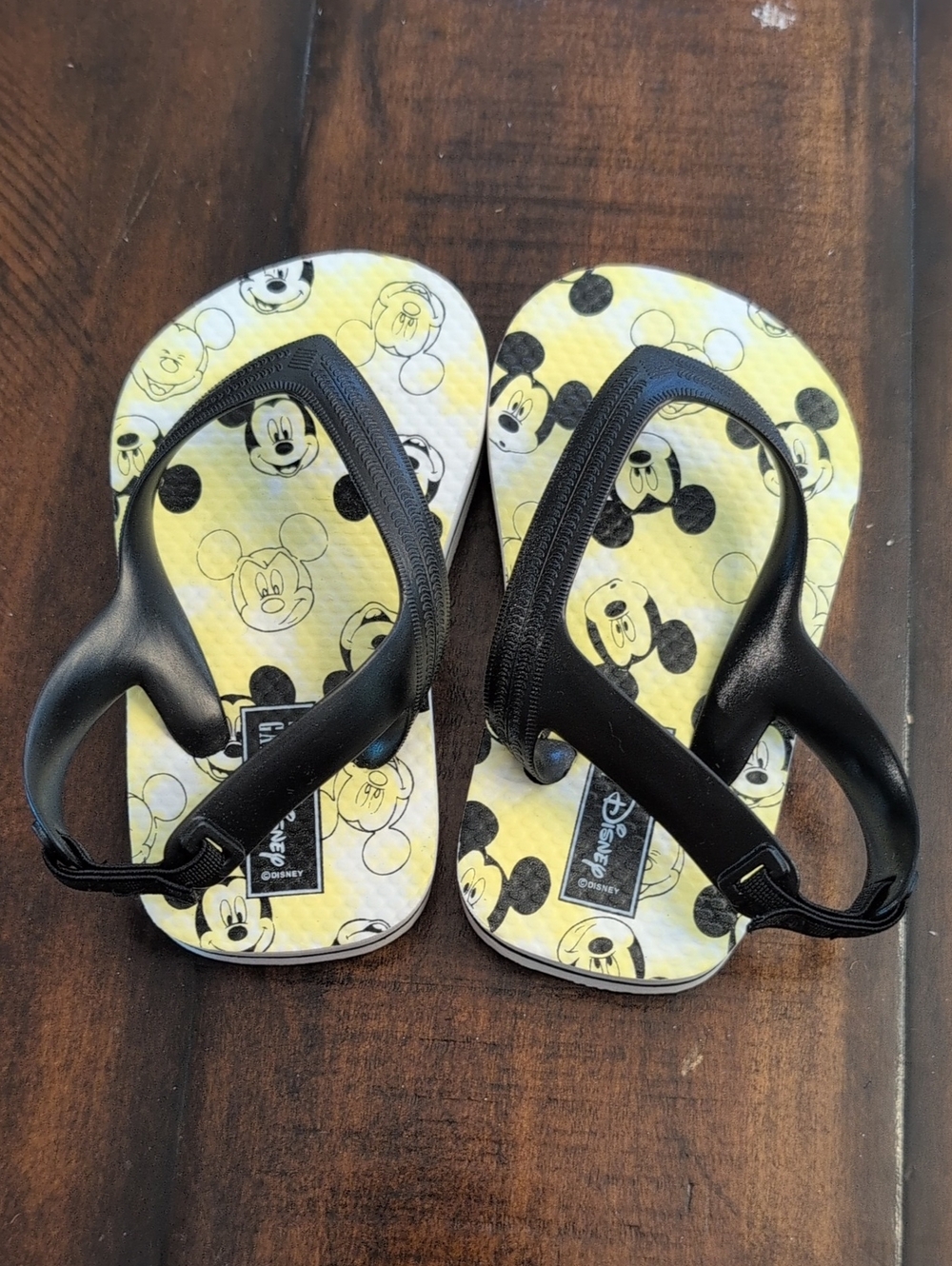 Disney Baby GAP Yellow & Black Mickey Mouse Kids' Flip Sandals with Back Strap